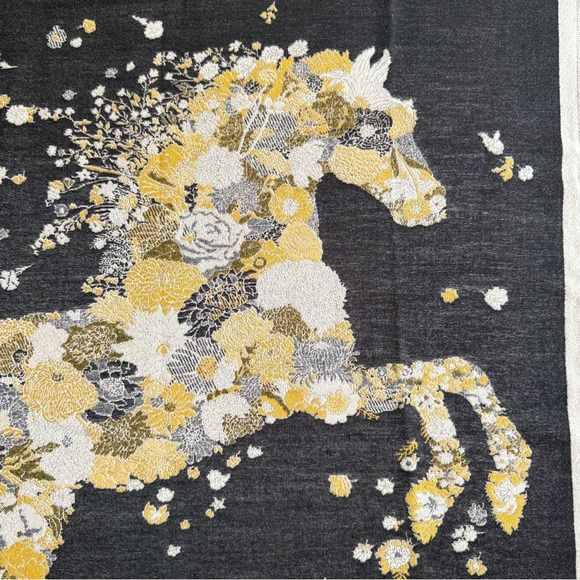 Horse Print Acrylic Scarf Long Fringe Shawl Versatile - Picture 3 of 8